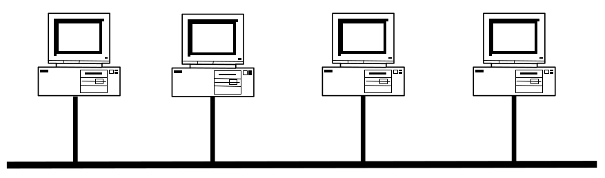Diagram of a LAN, where computers are directly interconnected